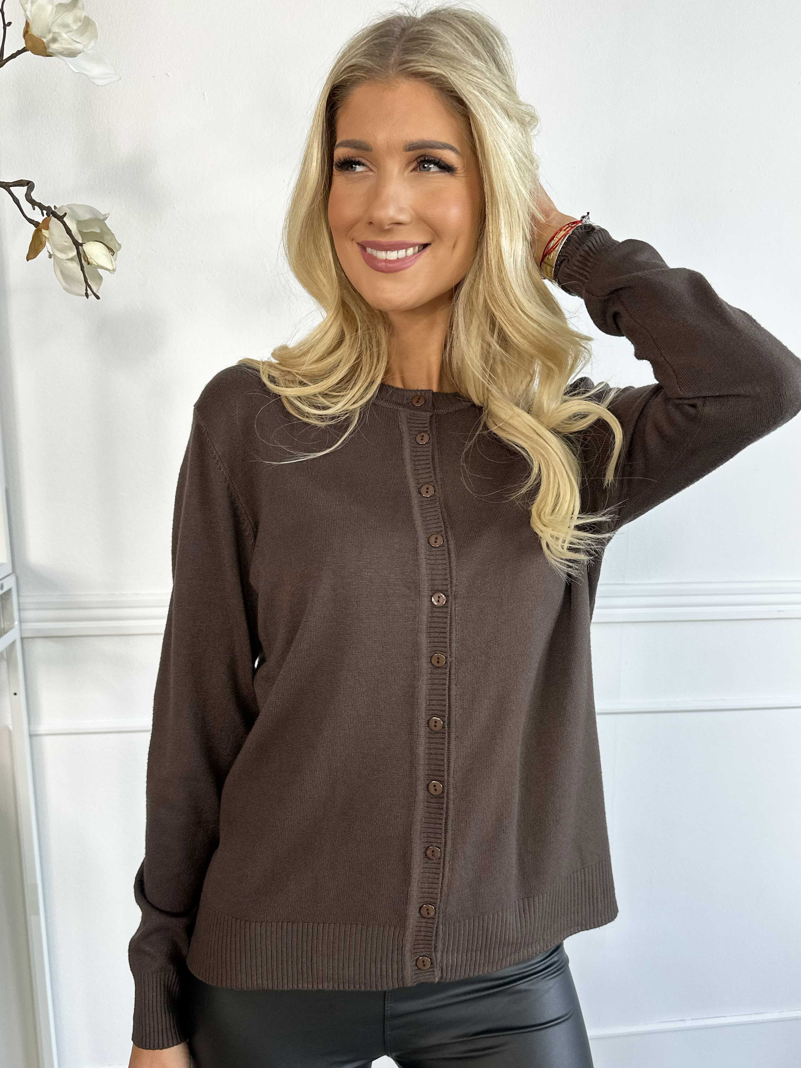 Fidan - Stickad cardigan i mjuk viskos och bomull